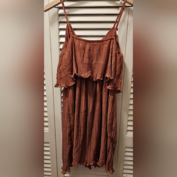 Gilli Copper Mini Pleated Tank Dress - Small NWT - Picture 2 of 5